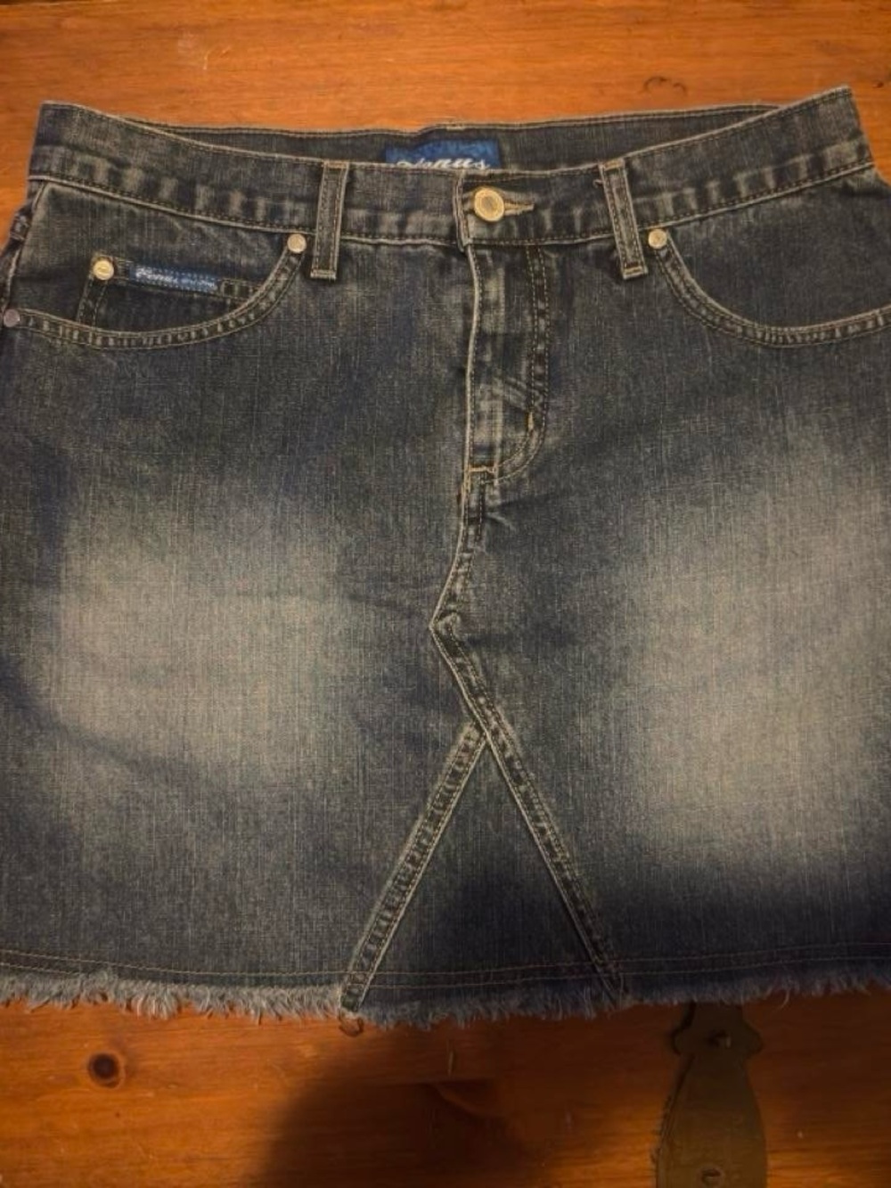 Venus Girl Trap Y2K Denim Mini Skirt Frayed Hem